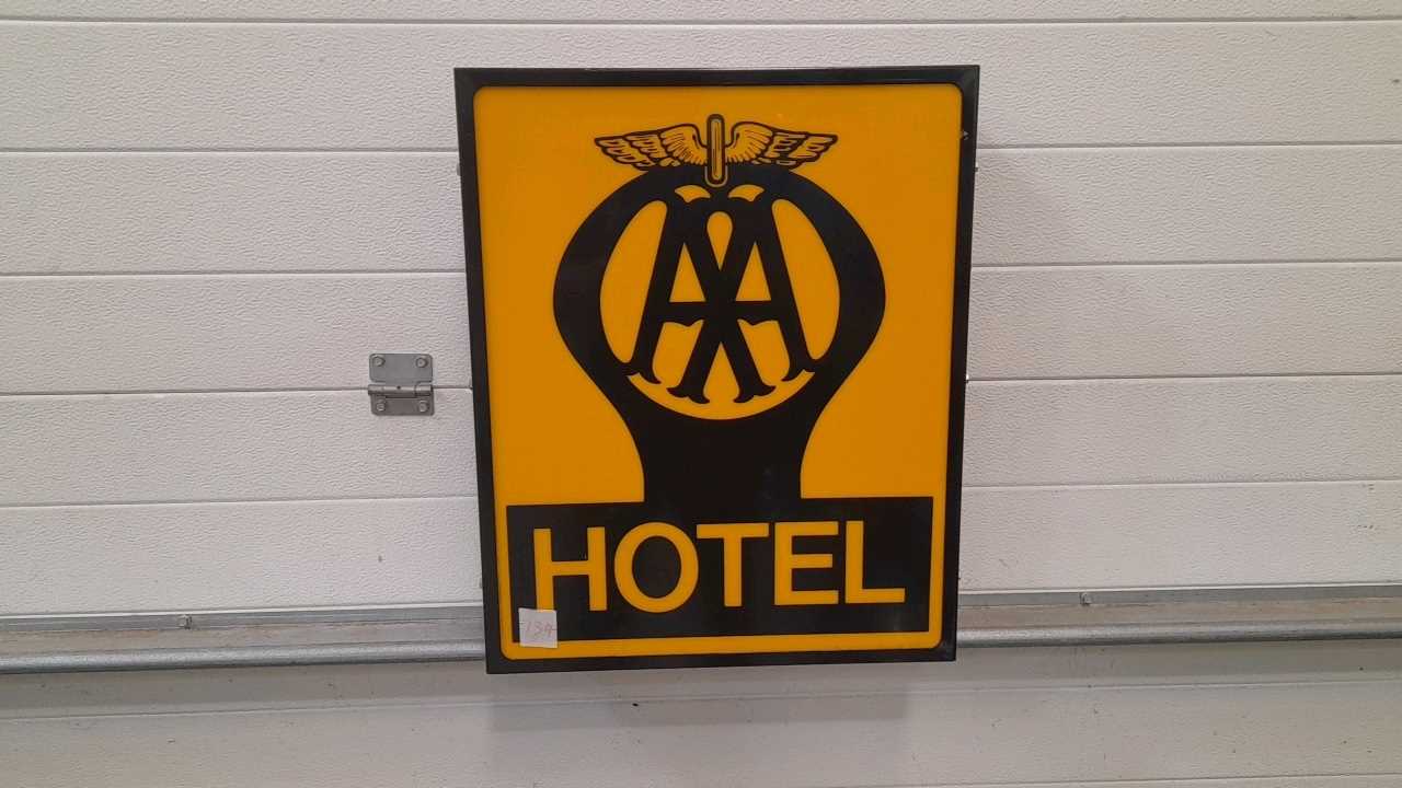 Lot 105 - AA HOTEL LIGHTBOX SIGN SINGLE SIDED 19" X 22"