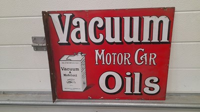 Lot 287 - VACUUM MOTOR OIL DOUBLE SIDED HANGING SIGN 20" X 16"