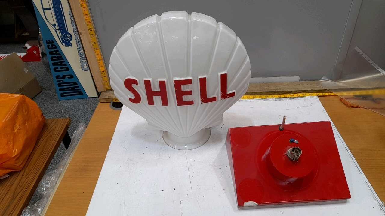 Lot 247 - ORIGINAL SHELL GLASS GLOBE AND LIGHT STAND