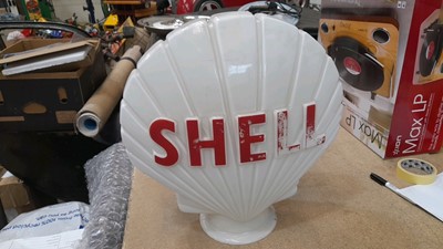 Lot 247 - ORIGINAL SHELL GLASS GLOBE AND LIGHT STAND