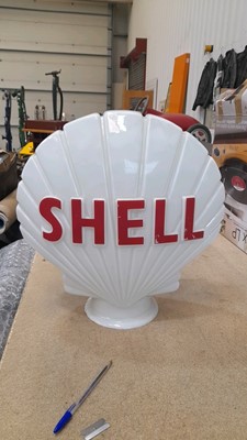 Lot 247 - ORIGINAL SHELL GLASS GLOBE AND LIGHT STAND