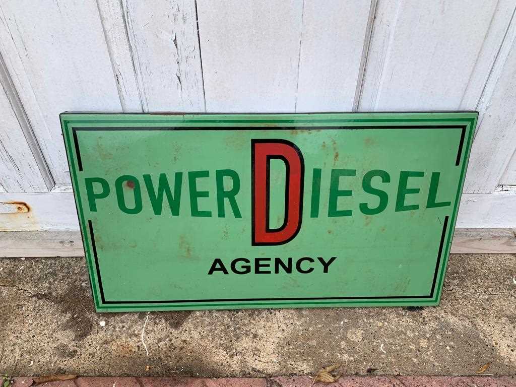 Lot 61 - GREEN POWER DIESEL AGENCY SIGN 14" X 26"