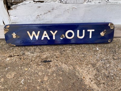 Lot 279 - RAILWAY WAY OUT ENAMEL SIGN 3.5" X 18"