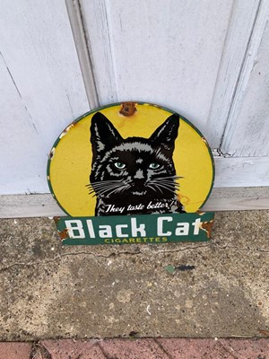 Lot 375 - BLACK CAT ENAMEL SIGN 12" X 12"