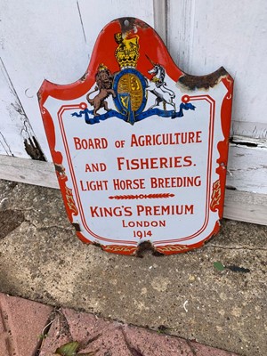 Lot 383 - 1914 BOARD OF AGRICULTURE ENAMEL SIGN 14.5" X 10"