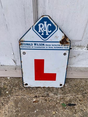 Lot 415 - RAC LEARNER ENAMEL SIGN 11.5" X 7"