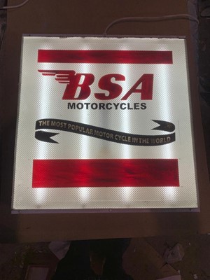 Lot 455 - BSA MOTORCYCLES LIGHT UP SIGN 23" X24"