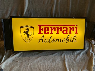 Lot 527 - FERRARI AUTOMOBILI DOUBLE SIDED LIGHT UP SIGN 40" X 17"