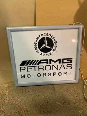 Lot 535 - MERCEDES BENZ AMG PETRONAS MOTORSPORT LIGHT UP BOX 25" X 29"