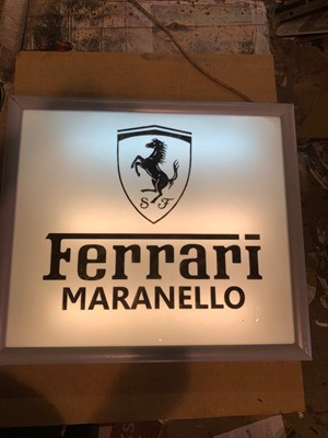 Lot 559 - FERRARI MARINELLO LIGHT UP SIGN 25" X 29"