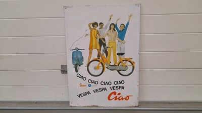 Lot 456 - VESPA METAL ( CIAO CIAO )  SCOOTER  SIGN 19" X 28"