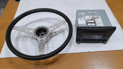 Lot 629 - MGB STEERING WHEEL/ PORSCHE CAYMAN PIONEER CD/RADIO