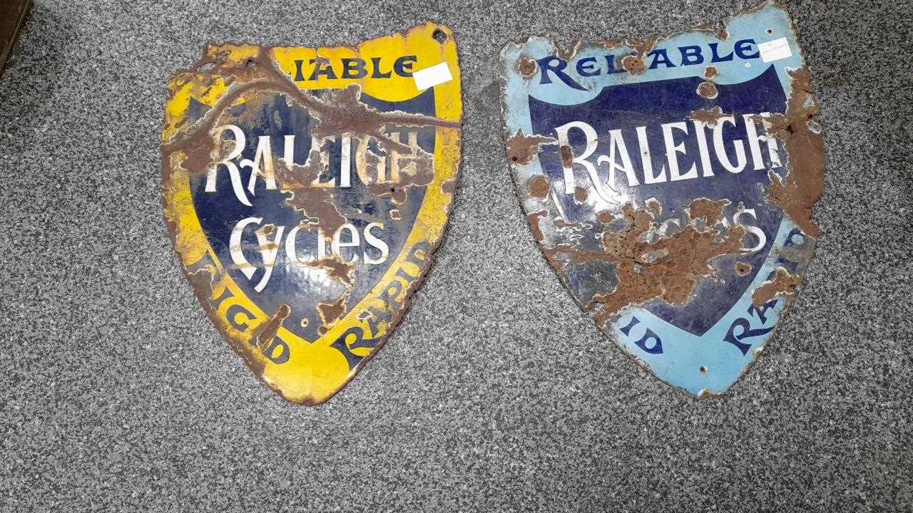 Lot 637 - 2X RALEIGH ENAMEL SIGNS