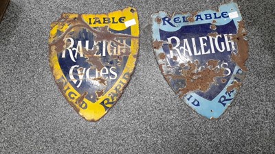 Lot 637 - 2X RALEIGH ENAMEL SIGNS