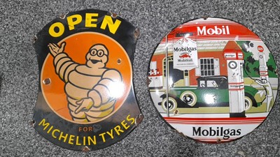 Lot 645 - 2X REPRO SIGNS MOBILGAS AND ICHELIN TYRES OPEN