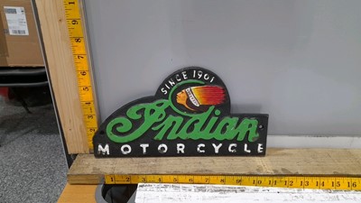 Lot 569 - SINCE 1901 INDIAN MOTOR CYCLE CAST REPRO SIGN