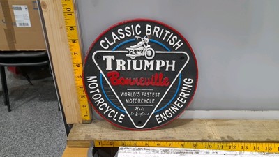 Lot 572 - TRIUMPH BONNEVILLE CAST REPRO SIGN