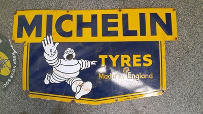 Lot 136 - ORIGINAL MICHELIN TYRES MADE IN ENGLAND ENAMEL SIGN 35" X 20"