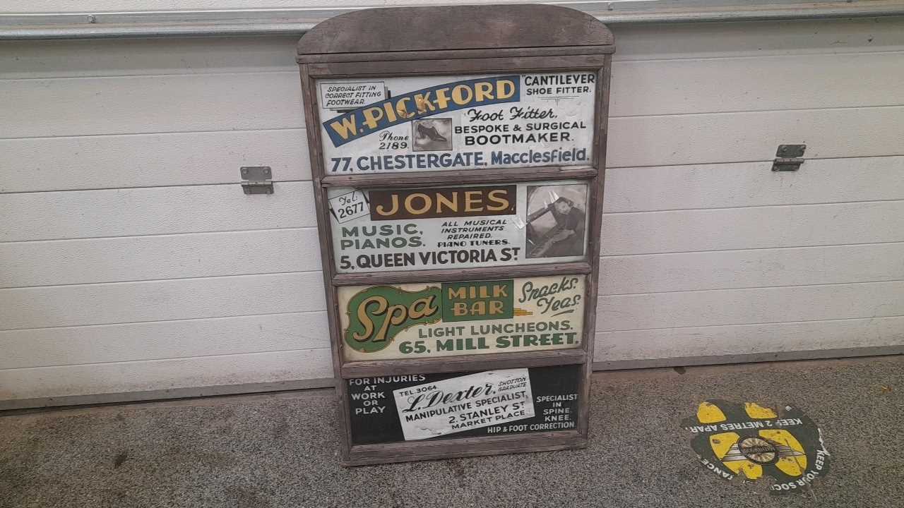 Lot 699 - WOODEN FRAMED ADVERTISING BOARD