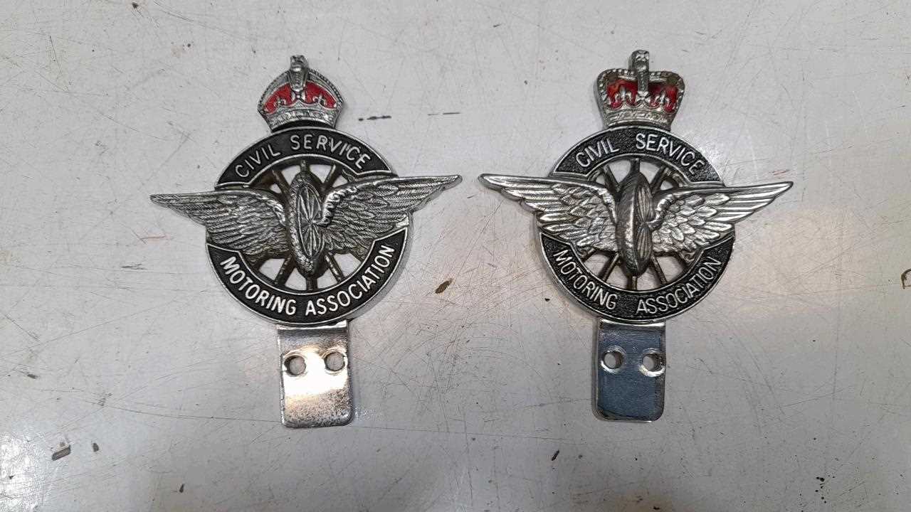 Lot 227 - 2X CIVIL SERVICE MOTORING ASSOCIATION BADGE