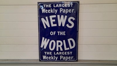 Lot 583 - THE LARGEST WEEKLY PAPER NEWS OF THE WORLD ORIGINAL METAL SIGN