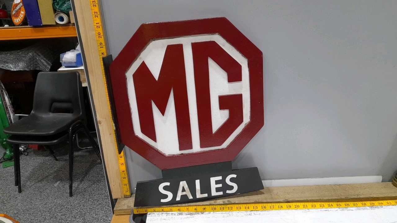 Lot 50 - MG WOODEN HANGING SALES  DOUBLE SIDED SIGN