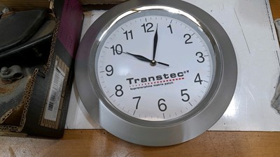 Lot 435 - CAR MIRRORS, GLASS LENSES AND TRANSTEC CLOCK