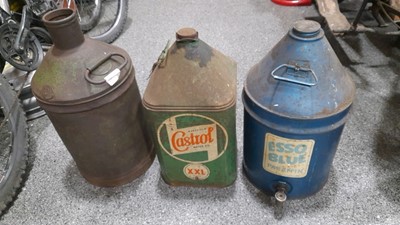 Lot 508 - 3X 5 GALLON CANS ESSO BLUE, CASTROL XXL