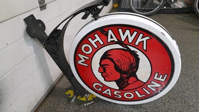 Lot 209 - MOHAWK GASOLINE , DOUBLE SIDED HANGING SIGN  25" DIA