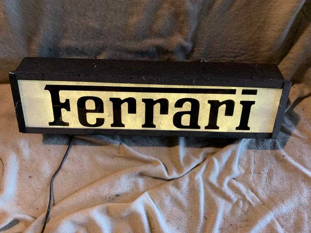 Click for high resolution Lot 49 - FERRARI  LIGHT UP SIGN 22" x 7"
