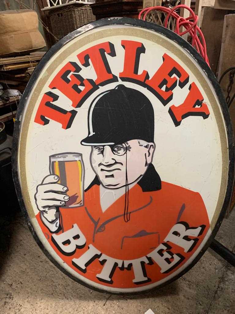 Click for high resolution Lot 161 - LARGE TETLEY BITTER LIGHT UP SIGN 49" x 38"