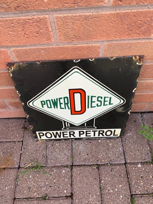 Lot 194 - POWER DIESEL ENAMEL SIGN 14" x 14"