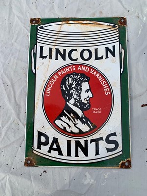 Lot 207 - LINCOLN PAINTS ENAMEL SIGN 12" x 8"