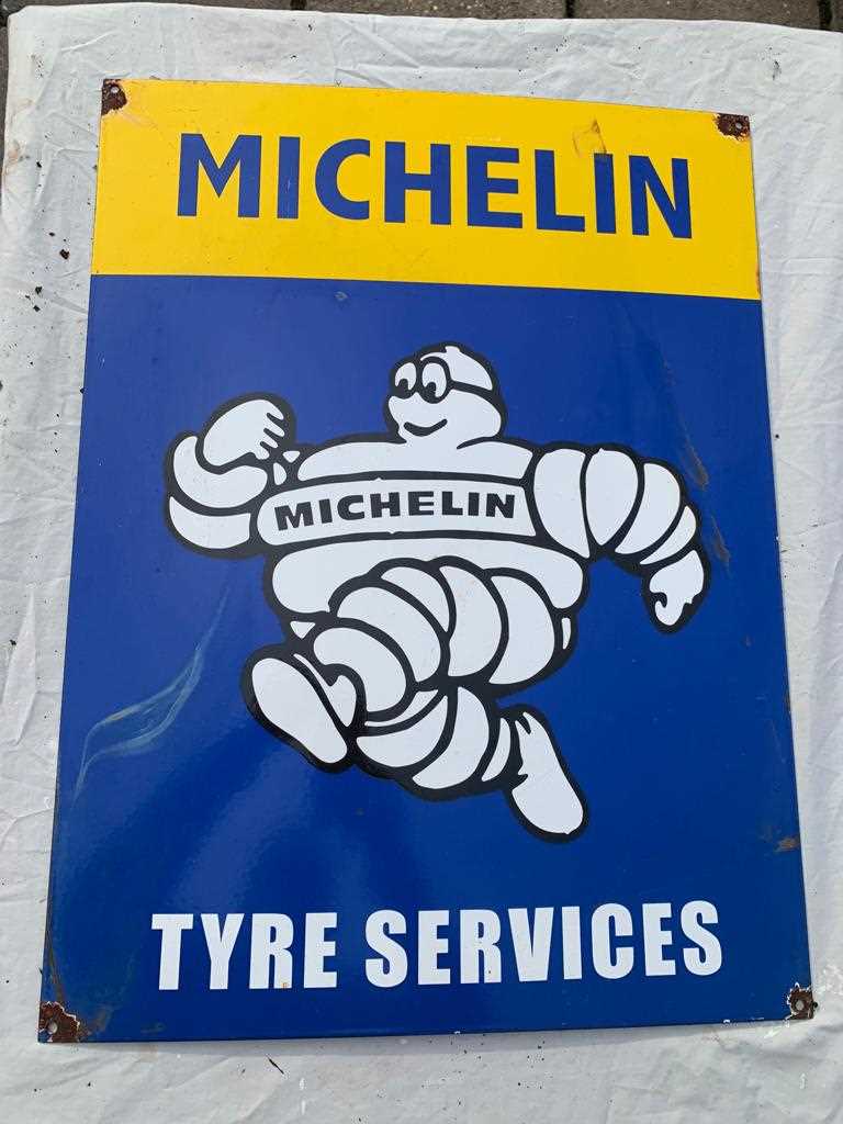 Lot 239 - MICHELIN TYRE SERVICES ENAMEL SIGN 24" X 18"