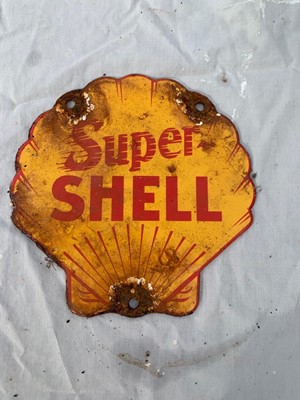 Lot 351 - SUPER SHELL ENAMEL SIGN 6" X 6"