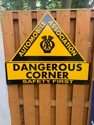 Lot 457 - AA DANGEROUS CORNER SIGN  22" X 26"