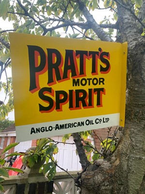 Lot 462 - PRATTS MOTOR SPIRIT DOUBLE SIDED SIGN 21" X 17"