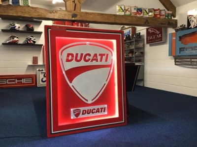 Lot 597 - LARGE ILLUMINATED DUCATI SIGN