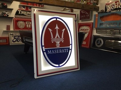 Lot 601 - LARGE ILLUMINATED MASERATI SIGN