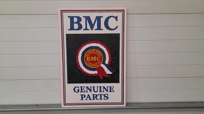 Lot 526 - HAND PAINTED WOODEN B.M.C PARTS SIGN 33"X24"