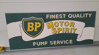 Lot 554 - HAND PAINTED WOODEN B.P MOTOR SPIRIT SIGN 48" X 20"