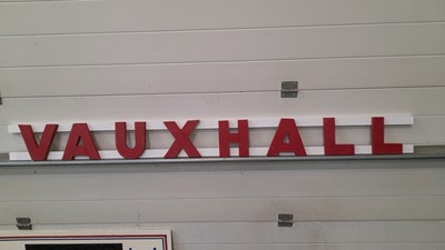 Lot 249 - HAND PAINTED WOODEN VAUXHALL SIGN 66" X 6"