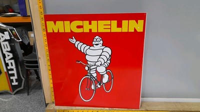 Lot 64 - MICHELIN HANGING DOUBLE SIDED METAL SIGN  19" X 18"