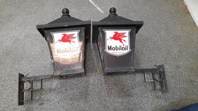 Lot 158 - PAIR OF MOBILOIL WALL MOUNTED LIGHTS
