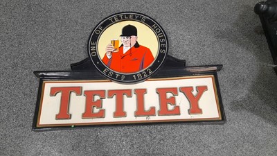 Lot 169 - LARGE TETLEY SIGN WITH ROUND ENAMEL INSERT