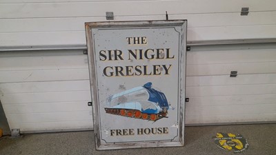 Lot 220 - THE SIR NIGEL GRESLEY PUB SIGN PAINTED DOUBLE SIDED