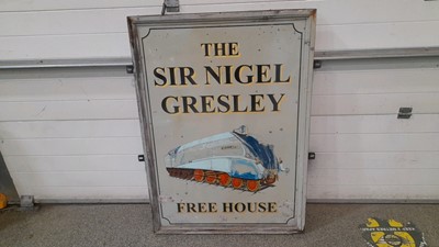 Lot 220 - THE SIR NIGEL GRESLEY PUB SIGN PAINTED DOUBLE SIDED