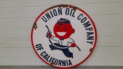 Lot 243 - UNION OIL COMPANY OF CALIFORNIA ENAMEL SIGN 30" DIA