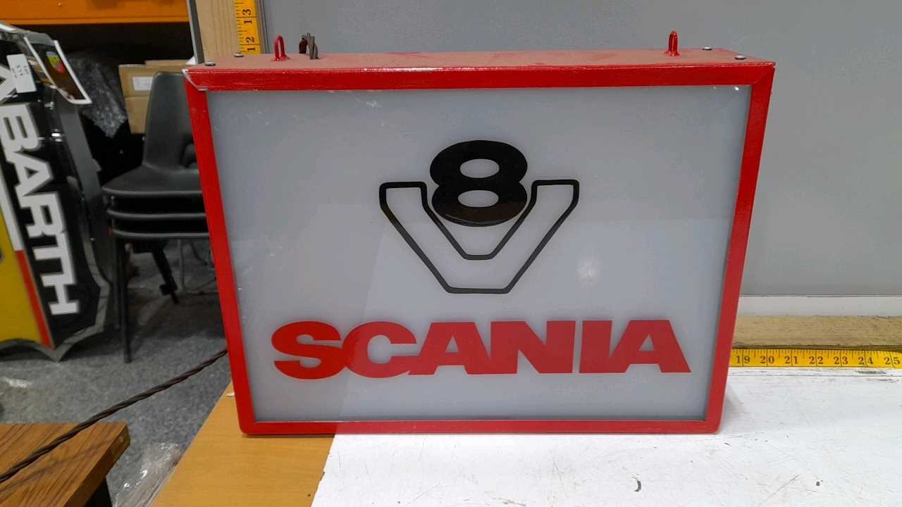 Lot 252 - SCANIA V8  LIGHT UP SIGN 17"X13"