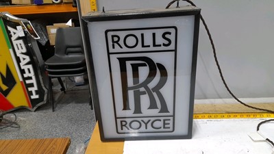 Lot 362 - ROLLS ROYCE DOUBLE SIDED LIGHT UP REPRODUCTION SIGN 17"X13"